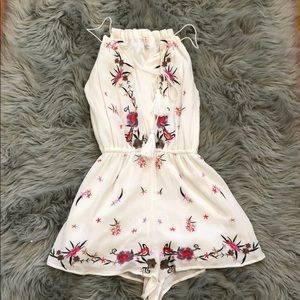 Floral print halter romper